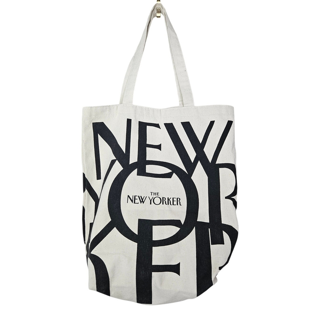 New Yorker Spellout Black White Canvas Tote Casual Gorpcore Shopping School